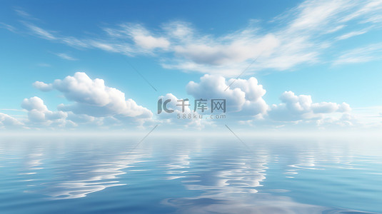 蓝天白云天空海水一色4背景图片