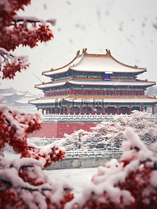 紫禁城背景图片_故宫宏伟建筑的雪景1设计