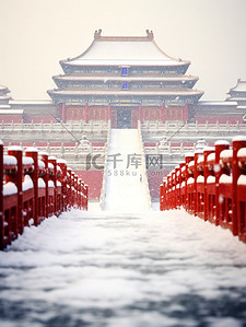 紫禁城背景图片_故宫宏伟建筑的雪景11背景图