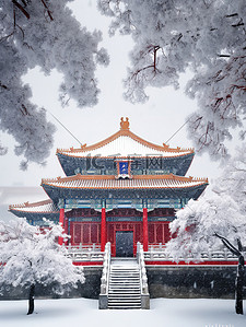 冬天故宫背景图片_故宫宏伟建筑的雪景7设计