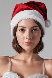 圣诞节装扮戴圣诞帽的女性7