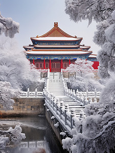 故宫宏伟建筑的雪景5图片