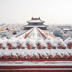 故宫屋檐背景图片_冬天雪景故宫大雪3背景