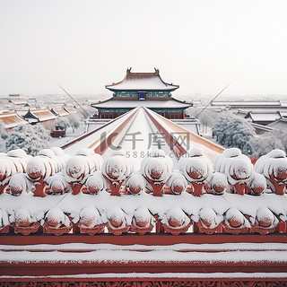 冬天背景图片_冬天雪景故宫大雪3背景