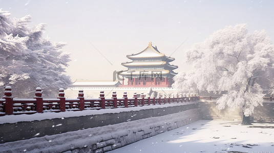 大雪紫禁城被雪覆盖3背景