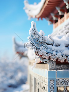 冬天的故宫背景图片_冬天下雪的故宫特写14背景图