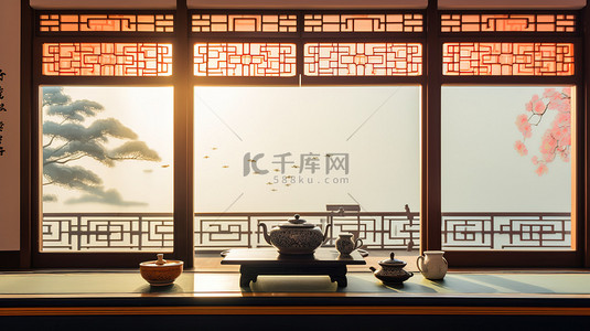 中式装饰茶室窗户5