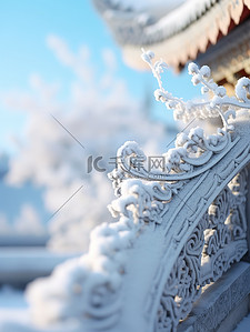 冬天下雪的故宫特写4背景素材