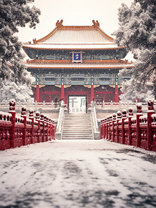 冬天的故宫背景图片_故宫宏伟建筑的雪景9图片