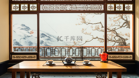 中式装饰茶室窗户17