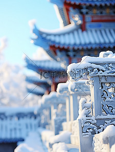 冬天下雪的故宫特写19背景图片