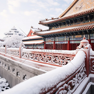 故宫屋檐背景图片_冬天雪景故宫大雪6背景图片