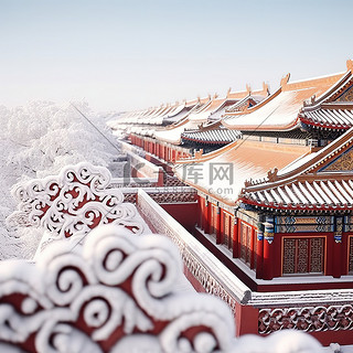 大雪背景图片_冬天雪景故宫大雪4背景图片