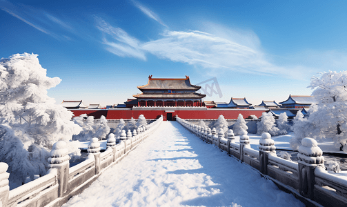 古城墙雪景摄影照片_冬季故宫雪景摄影图3
