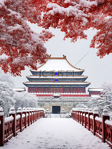 故宫宏伟建筑的雪景19背景图