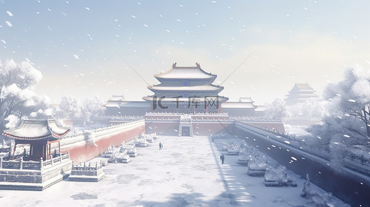 大雪紫禁城被雪覆盖15背景素材