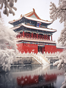 冬天的故宫背景图片_故宫宏伟建筑的雪景4背景素材