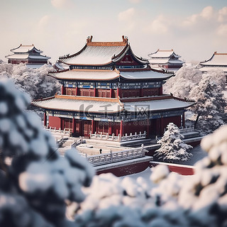 大雪背景图片_冬天雪景故宫大雪8设计