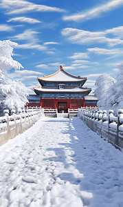 风景飘雪摄影照片_冬季故宫雪景摄影图4