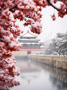 冬天的故宫背景图片_故宫宏伟建筑的雪景10背景素材