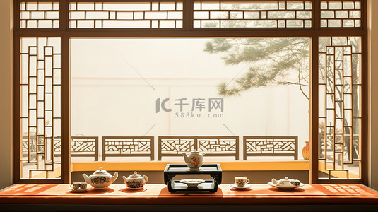 中式装饰茶室窗户16