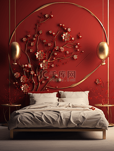 中国风喜庆装饰卧室图片31