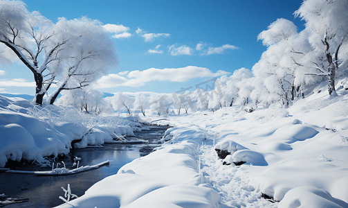 冬季积雪雪地大雪场景摄影图1