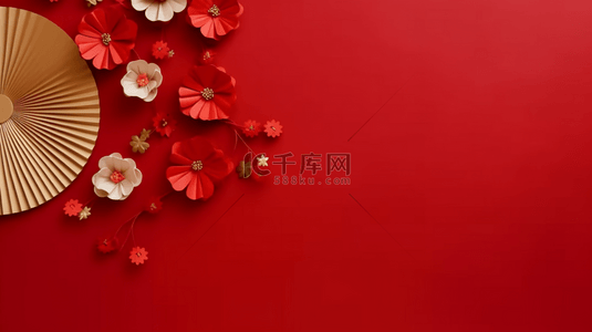 梅花剪纸背景图片_新年红色国风剪纸梅花背景