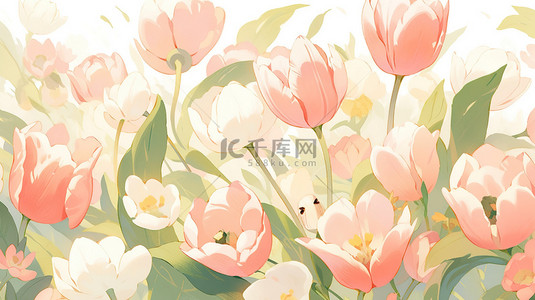 91sb21背景图片_粉色郁金香花朵清新春天21设计