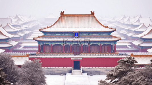 北京国风背景图片_唯美冬季故宫雪景图片2