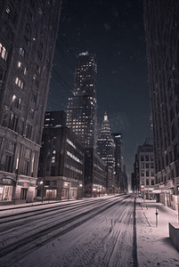 冬季下雪城市夜景摄影图170