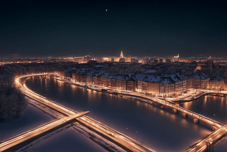 冬季下雪城市夜景摄影图24