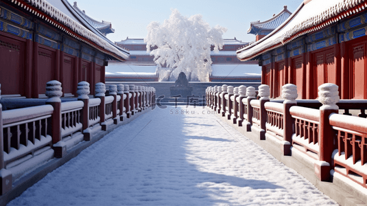 图片冬季背景图片_故宫冬季古建筑雪景图片11