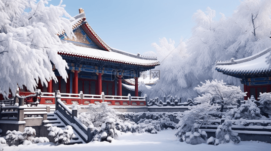 古建筑背景图片_唯美冬季故宫雪景图片28