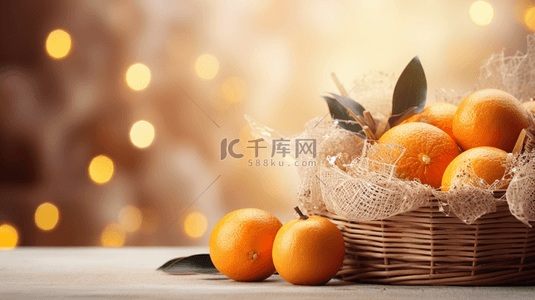 橙色光影背景图片_新年大吉大利桔子光影背景