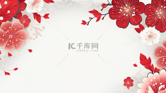 红色中国风新年梅花装饰背景5