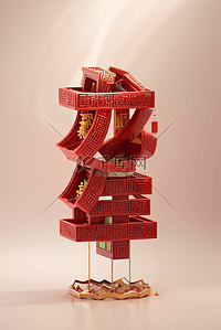 艺术7字背景图片_2024喜庆红色龙年中国风字体7
