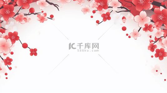 中国树枝背景图片_红色中国风新年梅花装饰背景16
