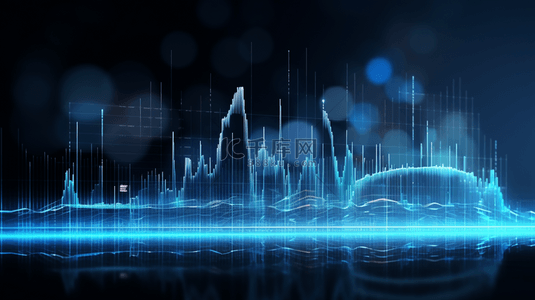 科技感数字蓝色背景图背景图片_蓝色科技感电波柱状图背景1