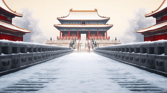 国风北京背景图片_唯美冬季故宫雪景图片23