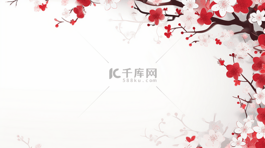 红色中国风新年梅花装饰背景15
