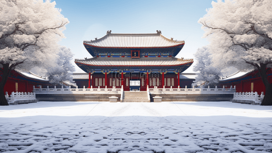 国风北京背景图片_唯美冬季故宫雪景图片13