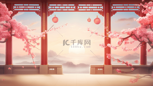 春节中国风边框背景图片_彩色中国风古典装饰春节边框背景2