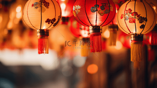 红色新年中国年喜庆灯笼背景图片