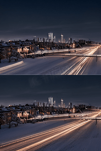 冬季下雪城市夜景摄影图194
