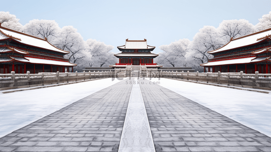 唯美冬季故宫雪景图片7