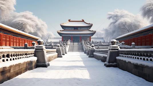 国风北京背景图片_唯美冬季故宫雪景图片26