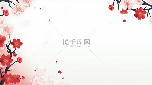 枯木枝干背景图片_红色中国风新年梅花装饰背景196