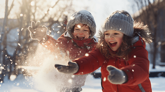 冬天大雪小孩玩雪雪地积雪人物摄影5