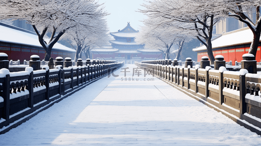 图片冬季背景图片_故宫冬季古建筑雪景图片20